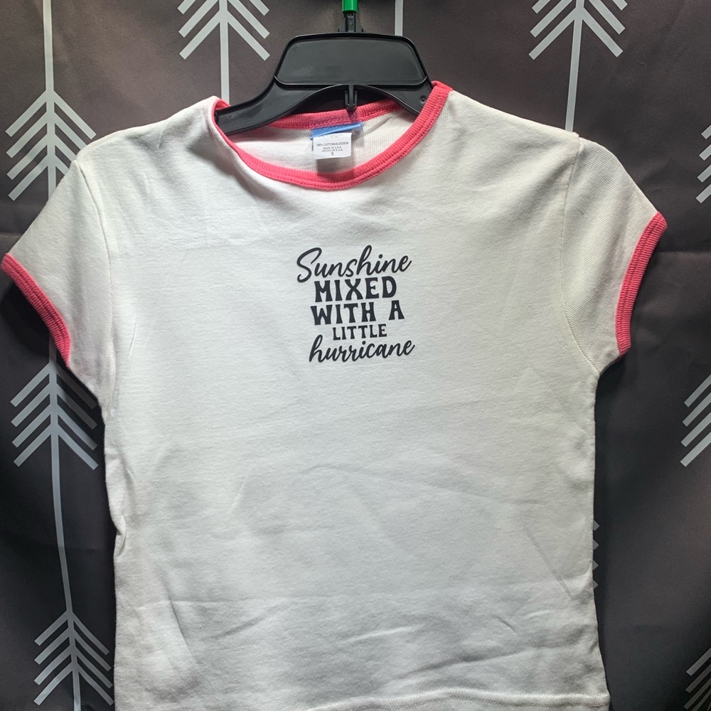 White and Pink Short Sleeve Tee